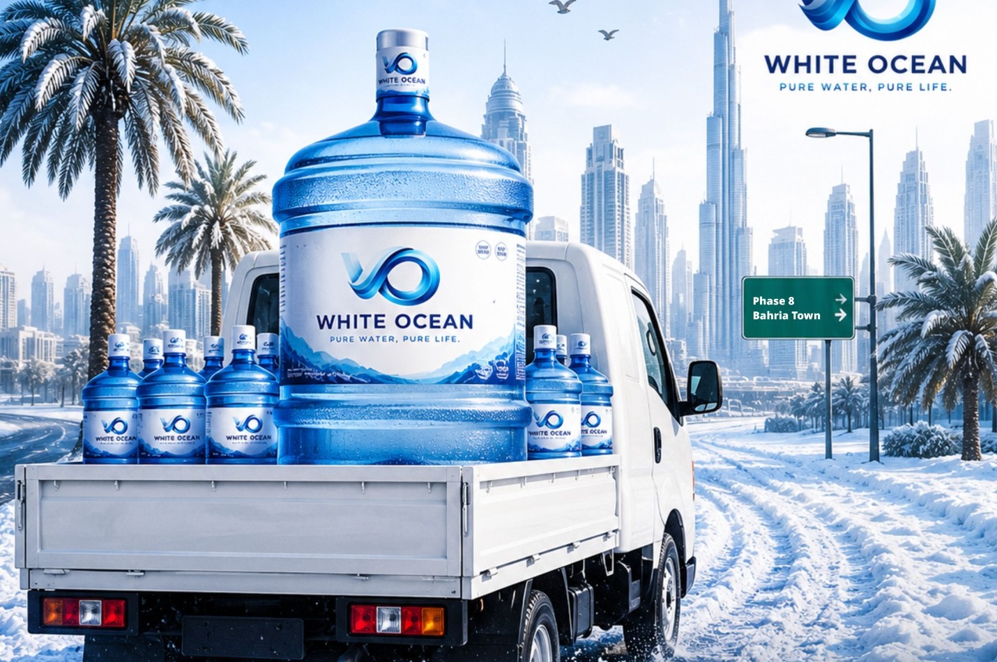 White Ocean delivery truck serving Bahria Town